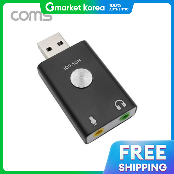 Coms | USB Sound Card 9.1 Channel Audio Converter Metal Black Coms Giá 946,500 Đồng*Miễn phí vận chuyển