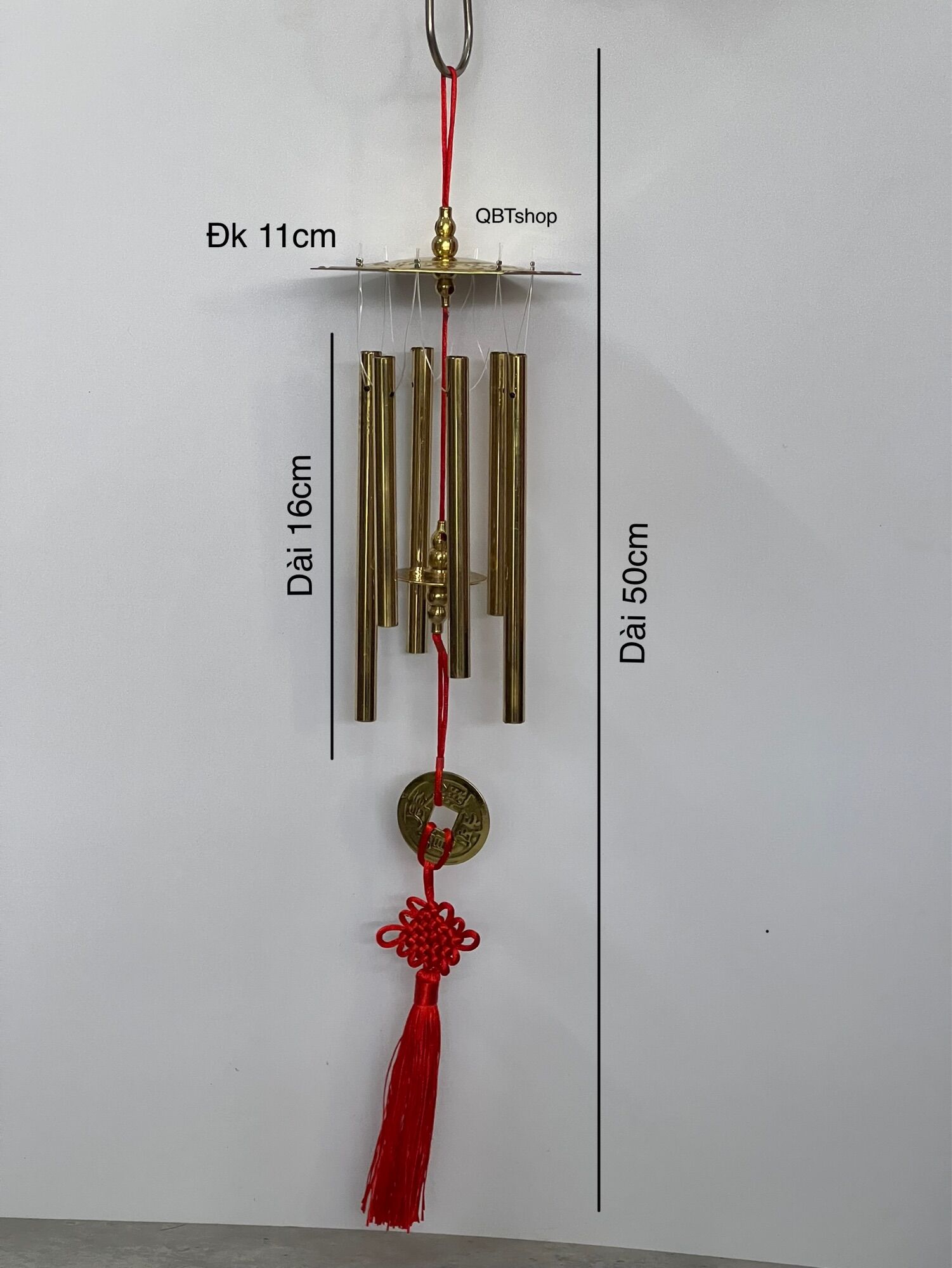 Chuông gió bằng đồng 100% kích thước 50cm - 6 ống đồng