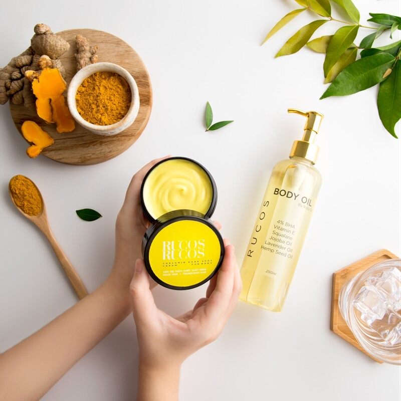 Combo kem mờ thâm & body oil rucos 4%bha