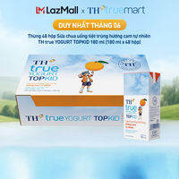 Thùng 48 hộp sữa chua uống tiệt trùng TH true YOGURT TOPKID hương cam tự nhiên 180 ml (180 ml x 48)