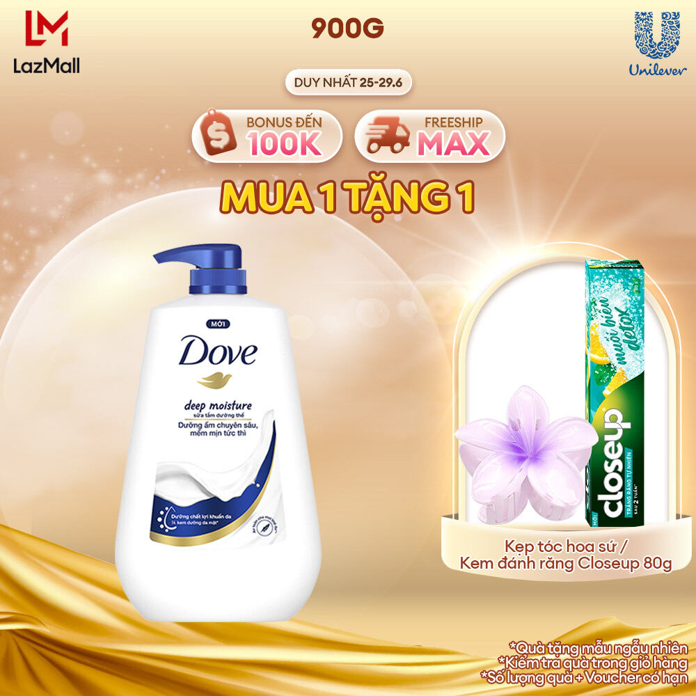 Sữa tắm dưỡng thể Dove Deep Moisture Dưỡng ẩm chuyên sâu với dưỡng chất lợi khuẩn da 900g