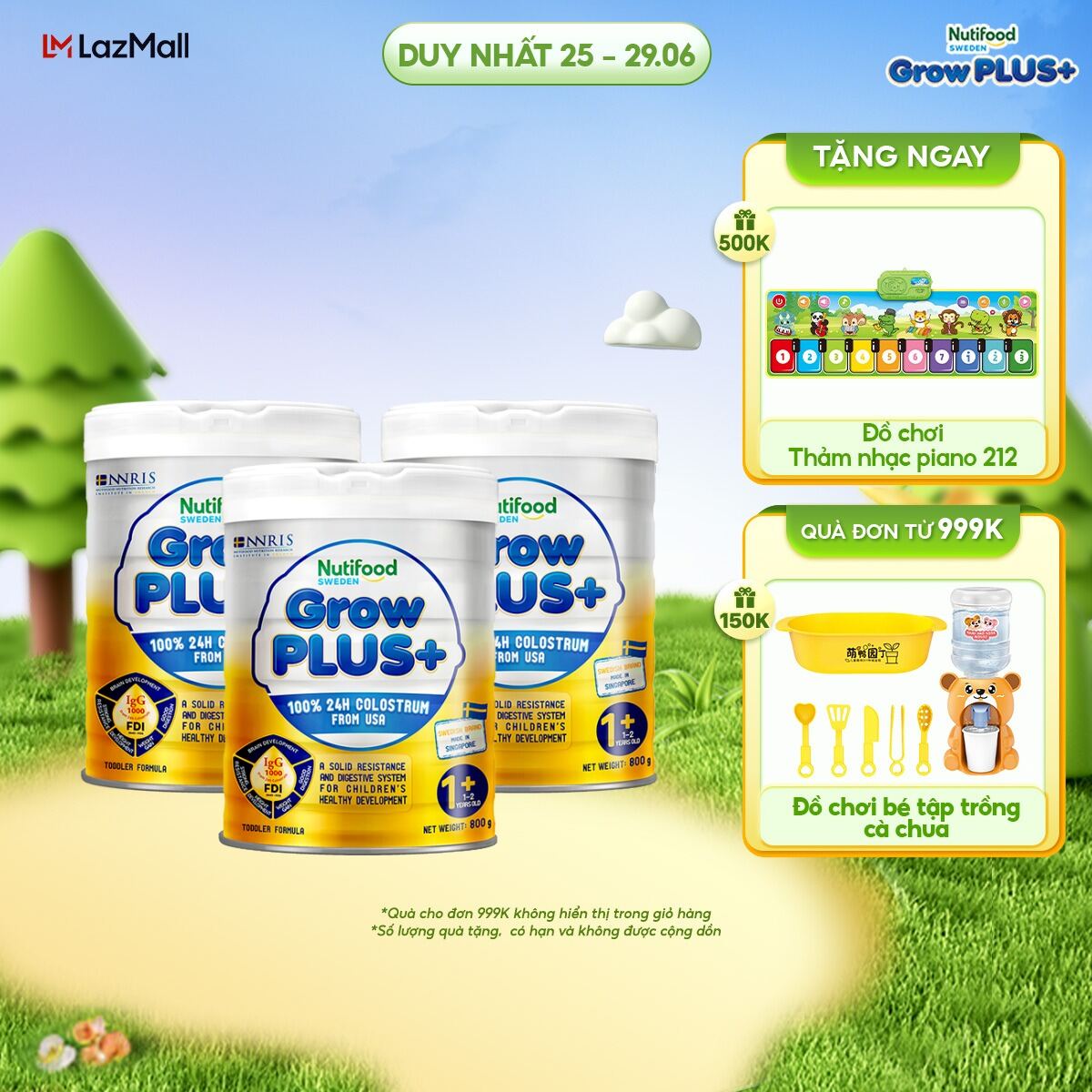 Combo 3 Sữa Bột Nutifood GrowPLUS+ Sữa Non Tăng Đề Kháng 800g - Trên 1 Tuổi - Tăng Cường Hệ Miễn Dịch, Tiêu Hóa Tốt (3 Lon x Lon 800g)- Bao bì thay đổi theo đợt nhập hàng