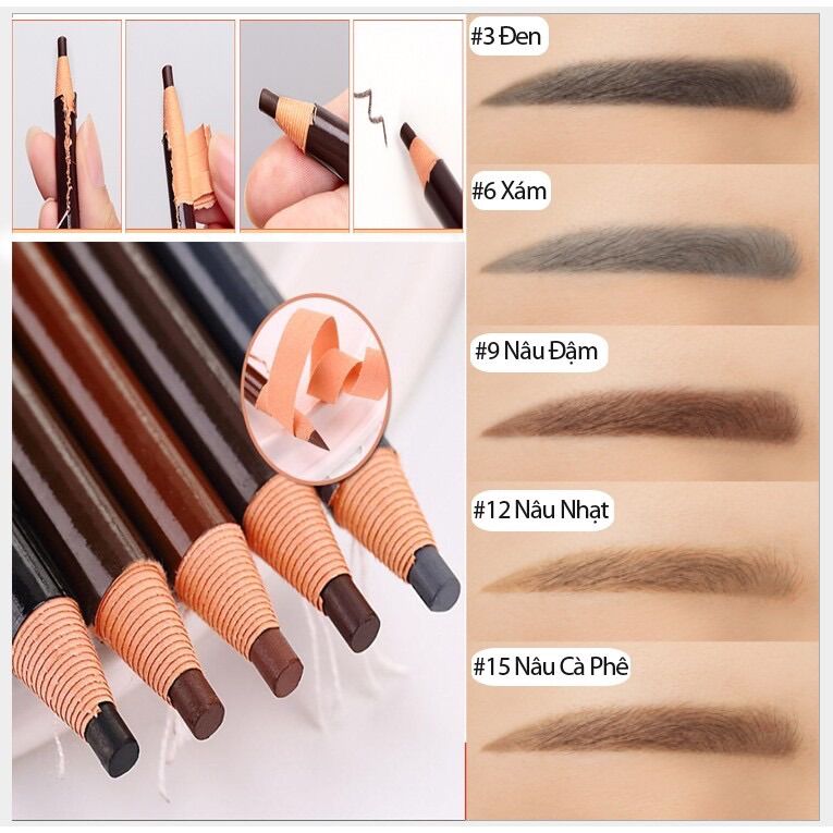 Sỉ 1 Lố 12 Cái Bút Chì Mày Dạng Xé