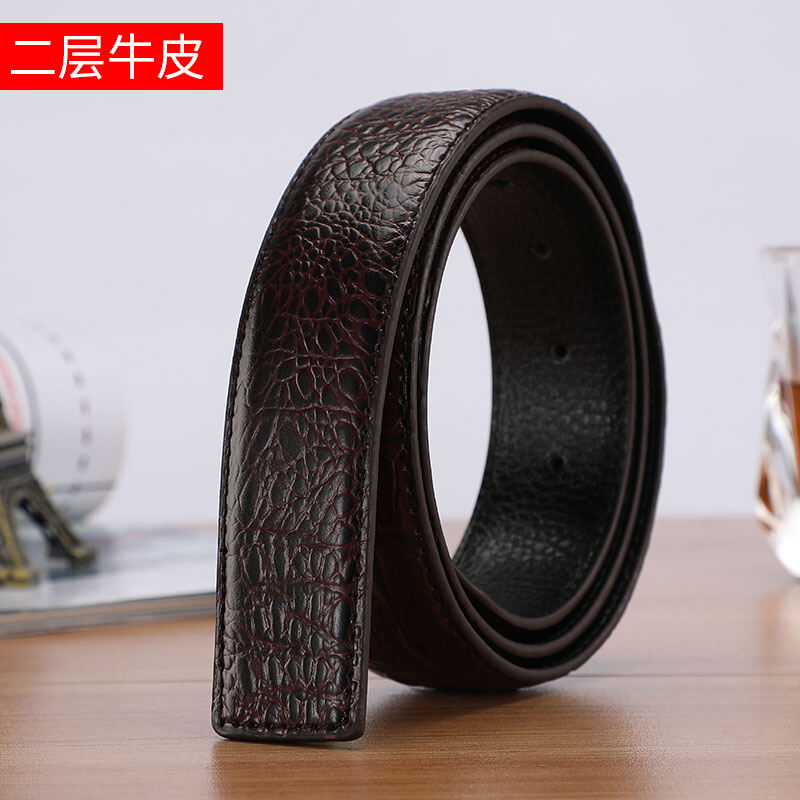 Thắt lưng da không đầu rộng cm thắt lưng nam sành điệu phong cách hàn quốc thắt lưng trơn da thật nam không dây thường ngày thời trang