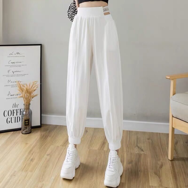 Quần jogger thể thao nữ bo gấu chất poly mặc mùa hè