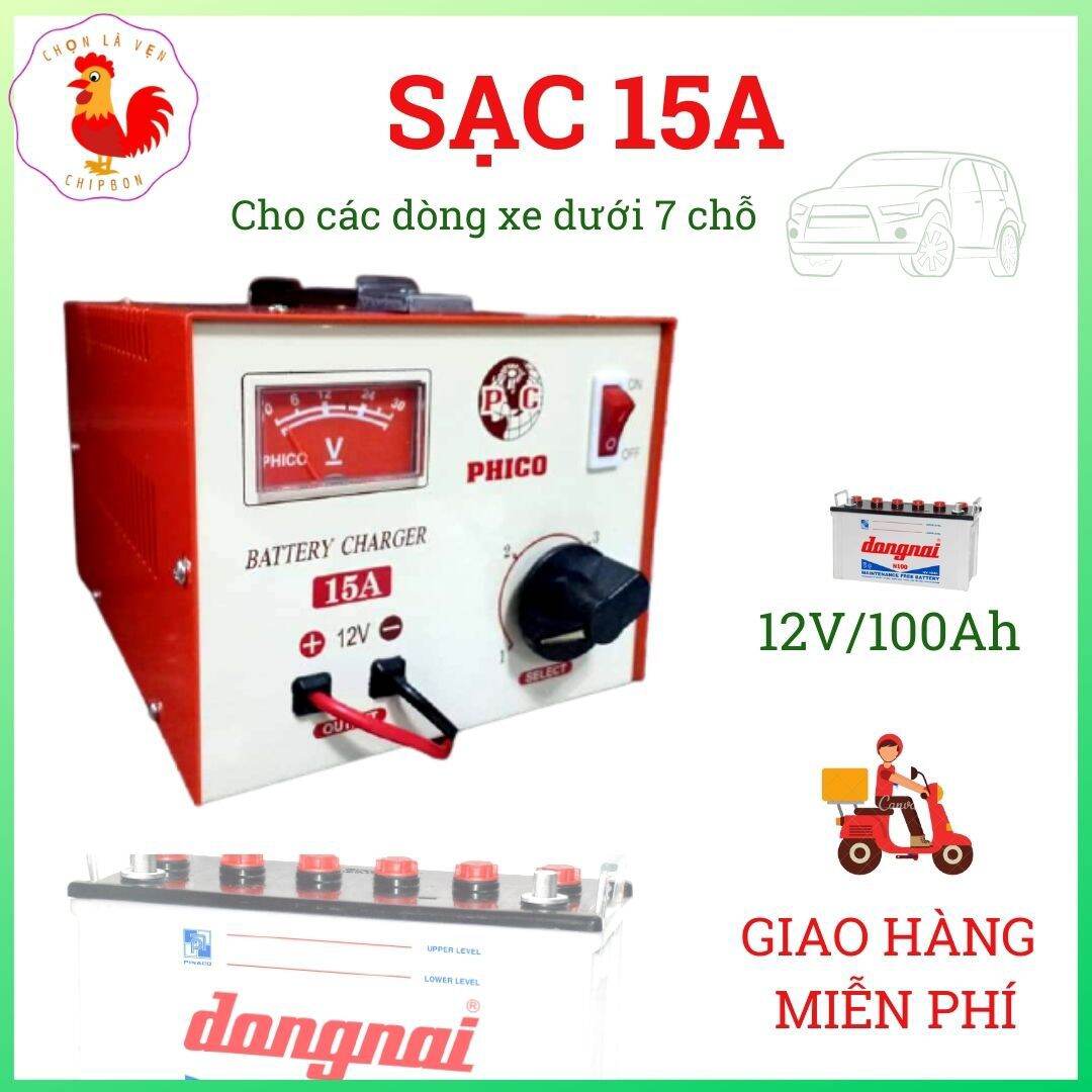 Máy sạc bình ắc quy 15A Phico sạc bình từ nguồn điện mặt trời