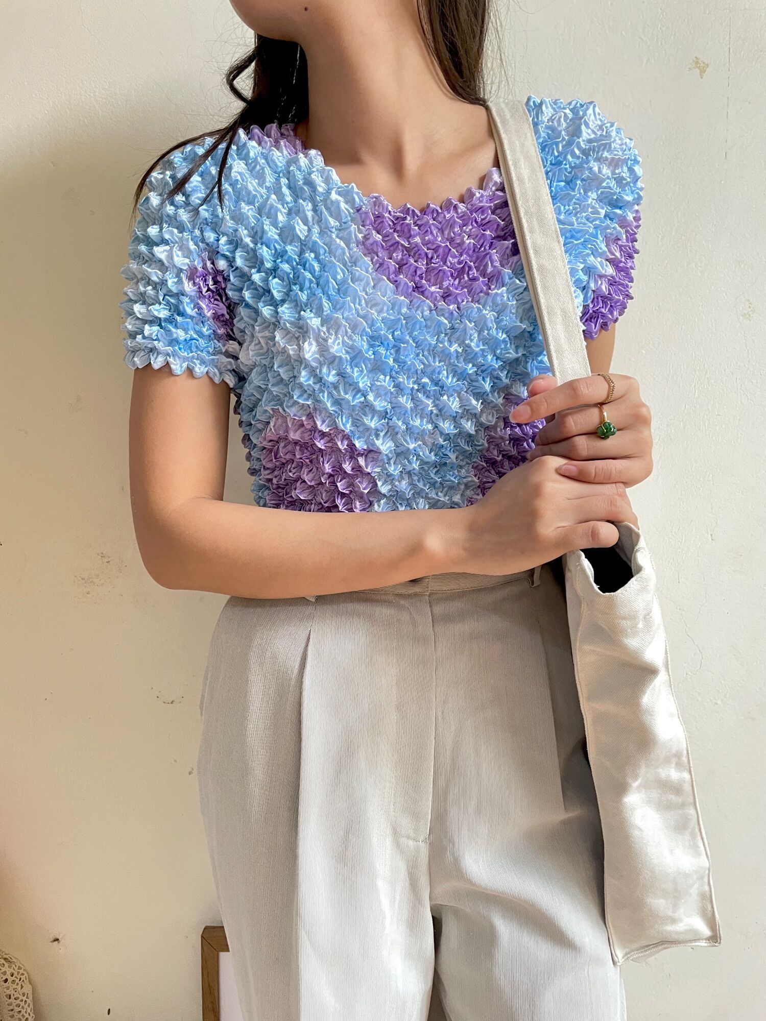 [2hand]Popcorn shirt/Áo popcorn phối màu loang