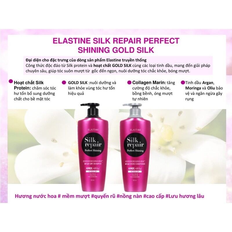 Dầu gội Elastine silk repair Perfect shinning 550ml