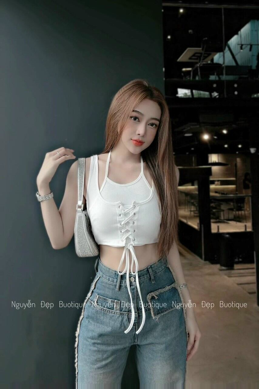 ( HCM) Áo kiểu dây đan trước ngực hàng đẹp