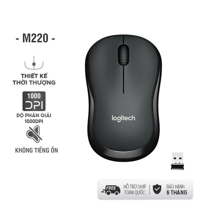 Chuột Máy Tính Không Dây Logitech M220 Không Tiếng Ồn Cao Cấp .