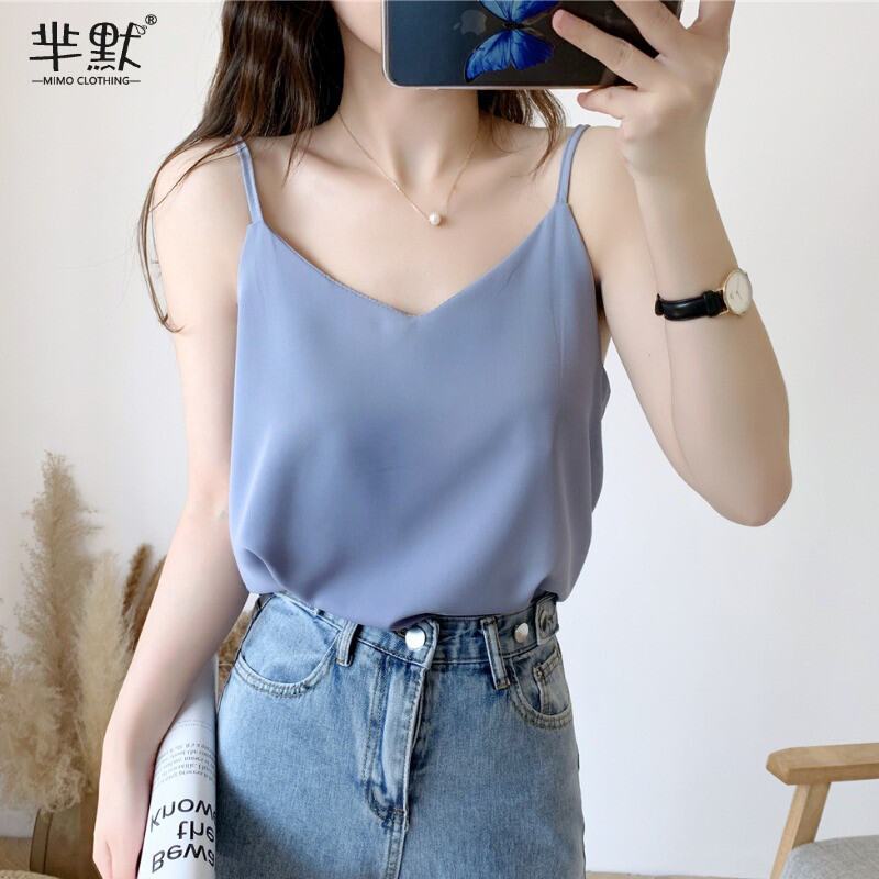 Vest Khí Chất Mẫu Mới 2022 Áo Ba Lỗ Hai Dây Voan Phối Bên Trong Áo Gợi Cảm