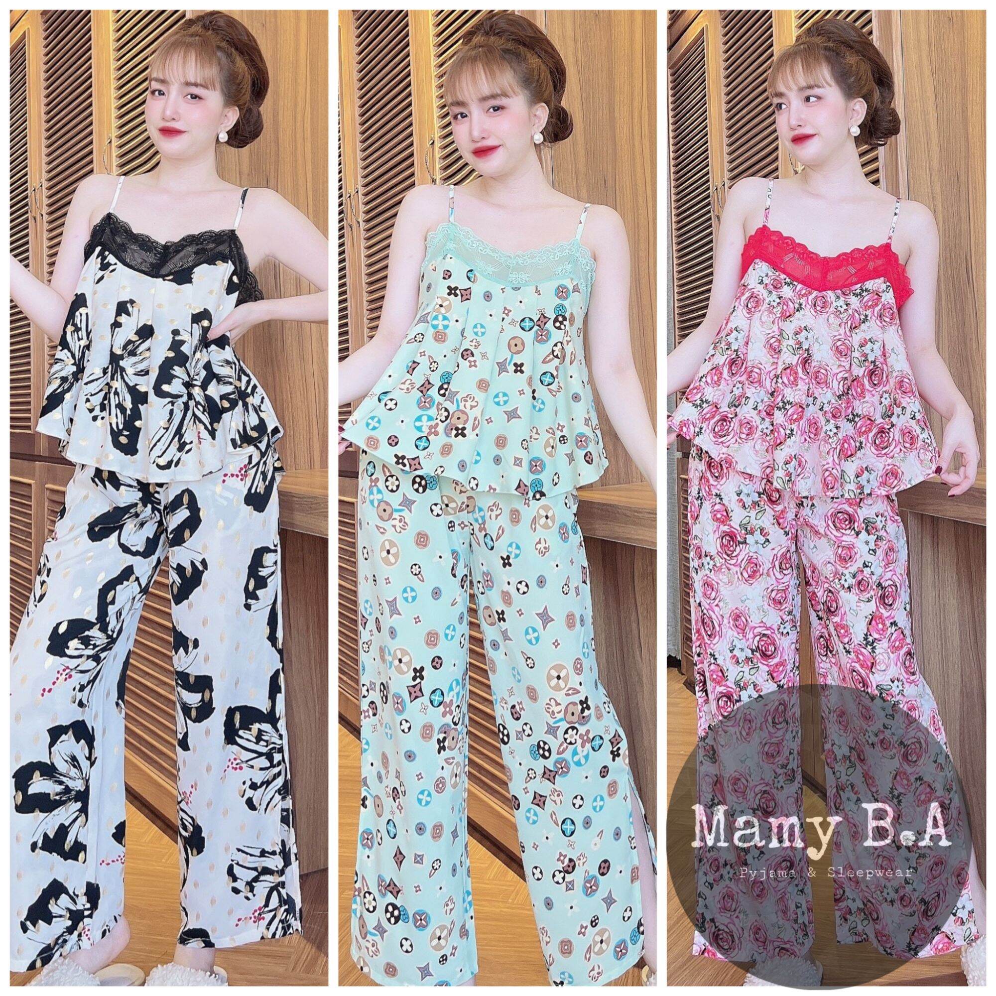 FREESIZE 40-65KG - Bộ ngủ 2 dây lụa MANGO quần dài - Đồ ngủ nữ loại 1 cao cấp không nhăn (ẢNH THẬT CỦA SHOP)