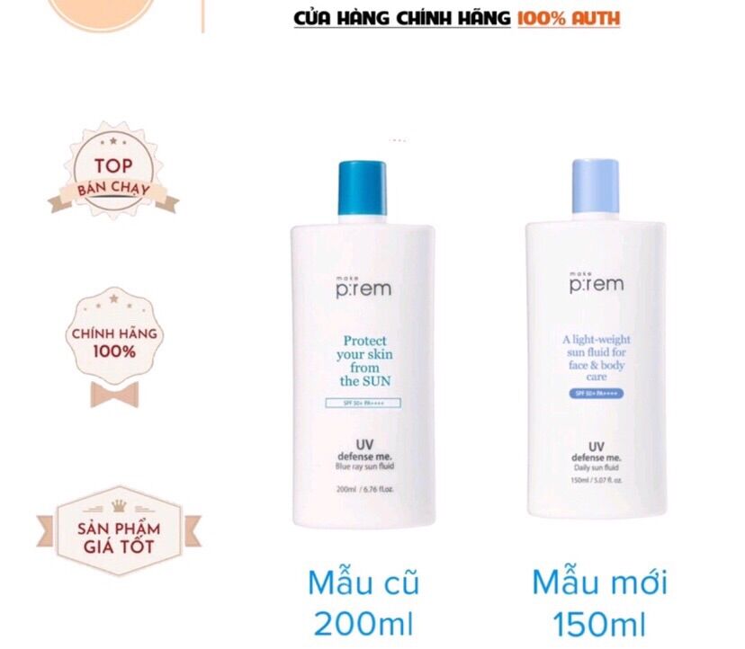 Kem chống nắng make prem blue sun ray fluid spf 50+ pa ++++, sản phẩm tốt, chất lượng cao, cam kết như hình, độ bền cao, xin vui lòng inbox shop để được tư vấn thêm