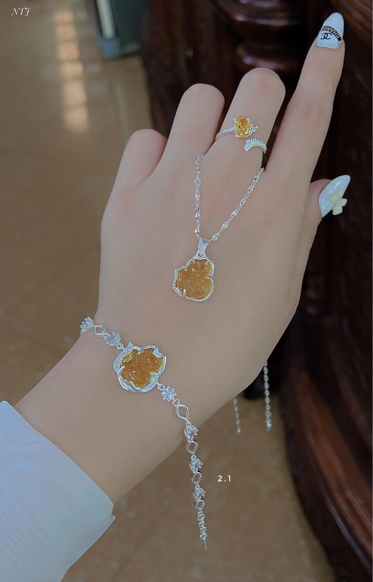 Set Hồ Ly Đá Bọc Bạc Chuẩn
