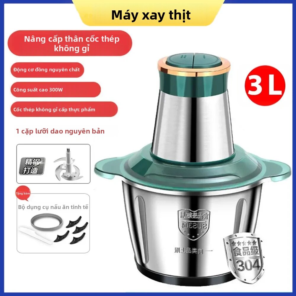 3L Thép Không Gỉ Máy Xay Thịt Máy Xay Di Động Hộ Gia Đình Rau Thực Phẩm Xay Thịt Đa Năng Nhà Bếp Máy Cắt Lát Máy 120W