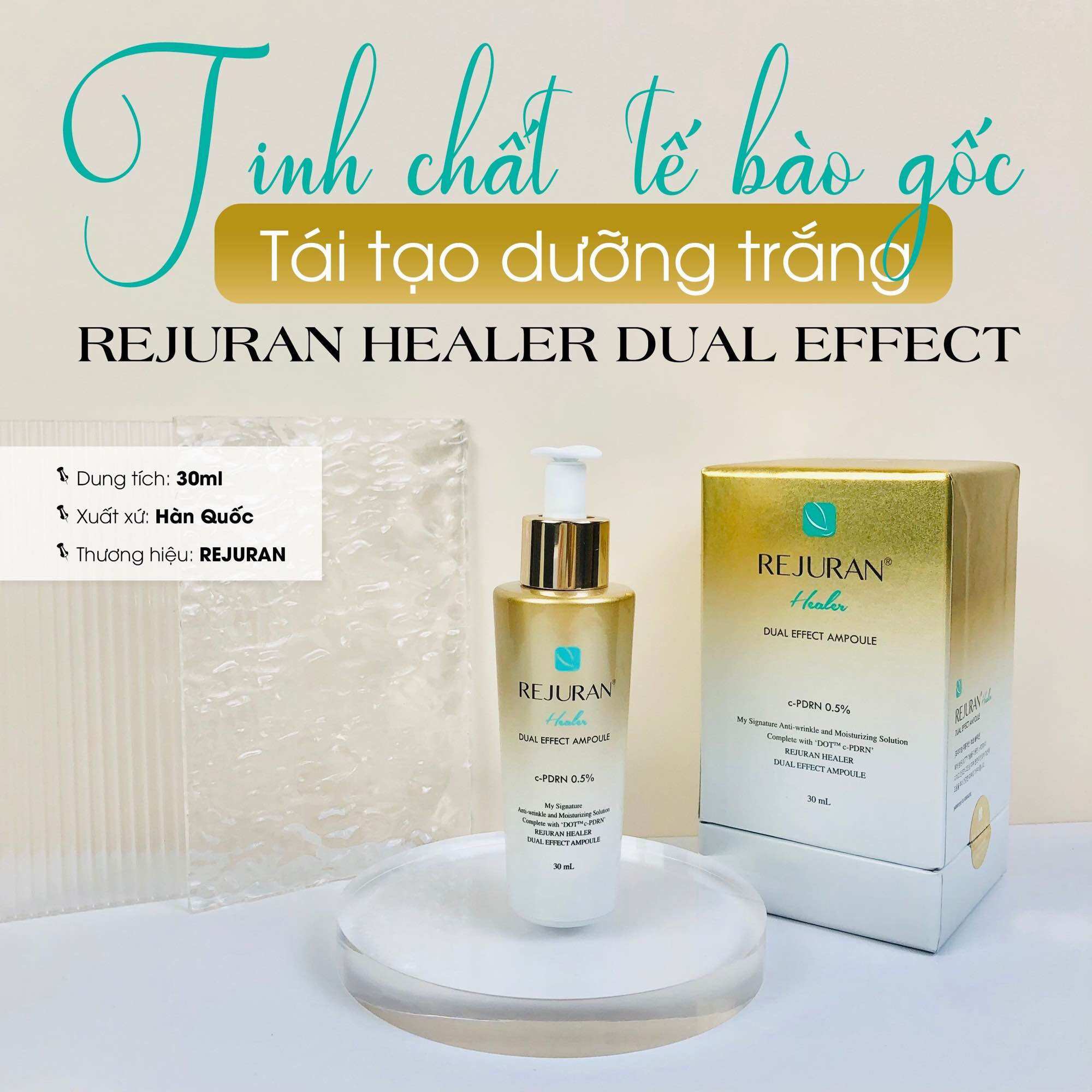 𝐓𝐢𝐧𝐡 𝐜𝐡𝐚̂́𝐭 tế bào gốc tái tạo dưỡng trắng da Rejuran Healer 𝐃𝐮𝐚𝐥 𝐄𝐟𝐟𝐞𝐜𝐭