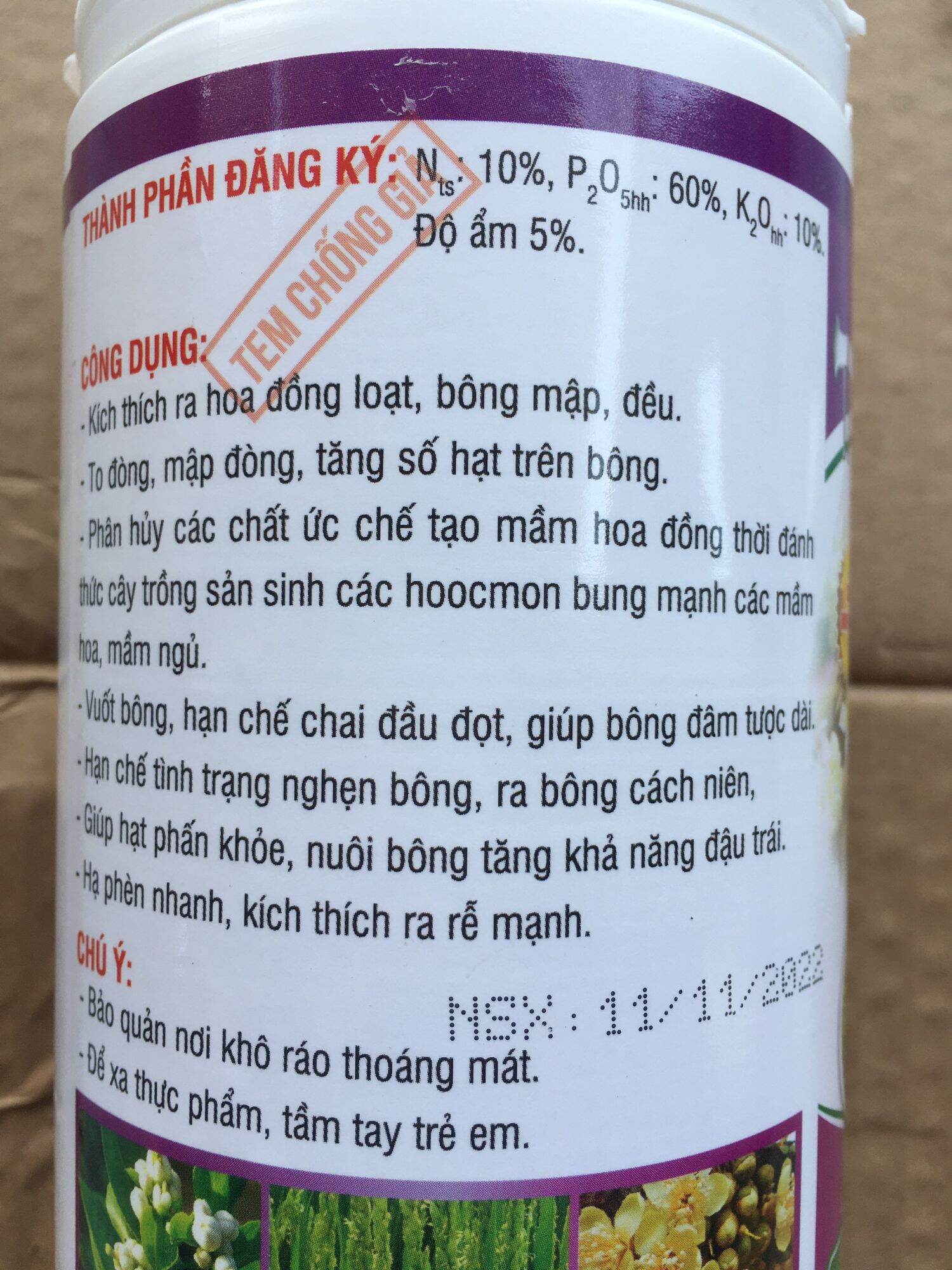 PHÂN BÓN NPK 10 60 10 NNV - HỦ 500G.