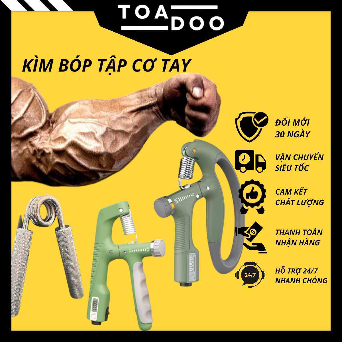 Kìm bóp tập cơ tay có bộ đếm điều chỉnh cân nặng 10kg-100kg