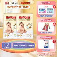 Combo 2 gói Tã quần Huggies Skin Perfect Mega Jumbo M98/L88/XL72+4/XXL64+4 miếng với 2 vùng thấm giảm kích ứng da