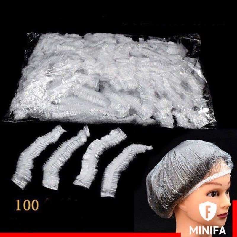 Túi 100 cái nilon bao trùm tóc khi tắm hoặc ủ tóc tiện lợi