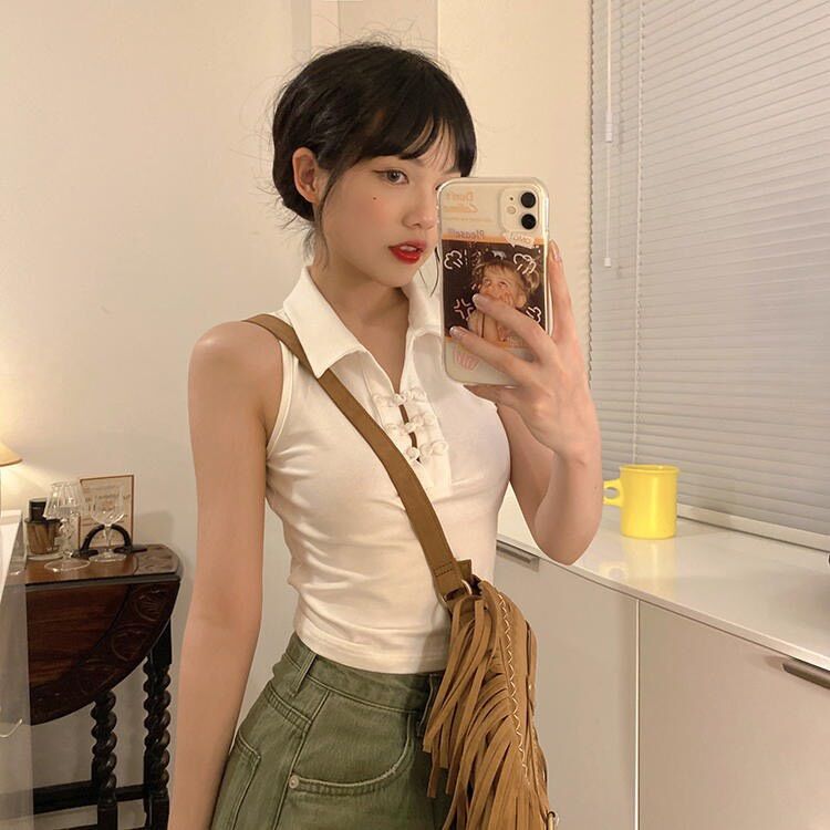Áo croptop cổ bẻ dáng tàu Bg