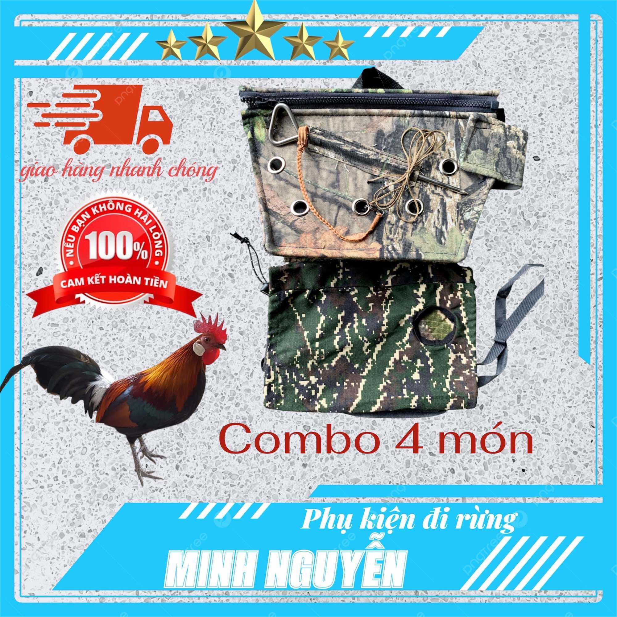 Combo túi mồi trọn bộ túi gà túi mồi túi bổi xích chân cọc cắm ( combo 4)