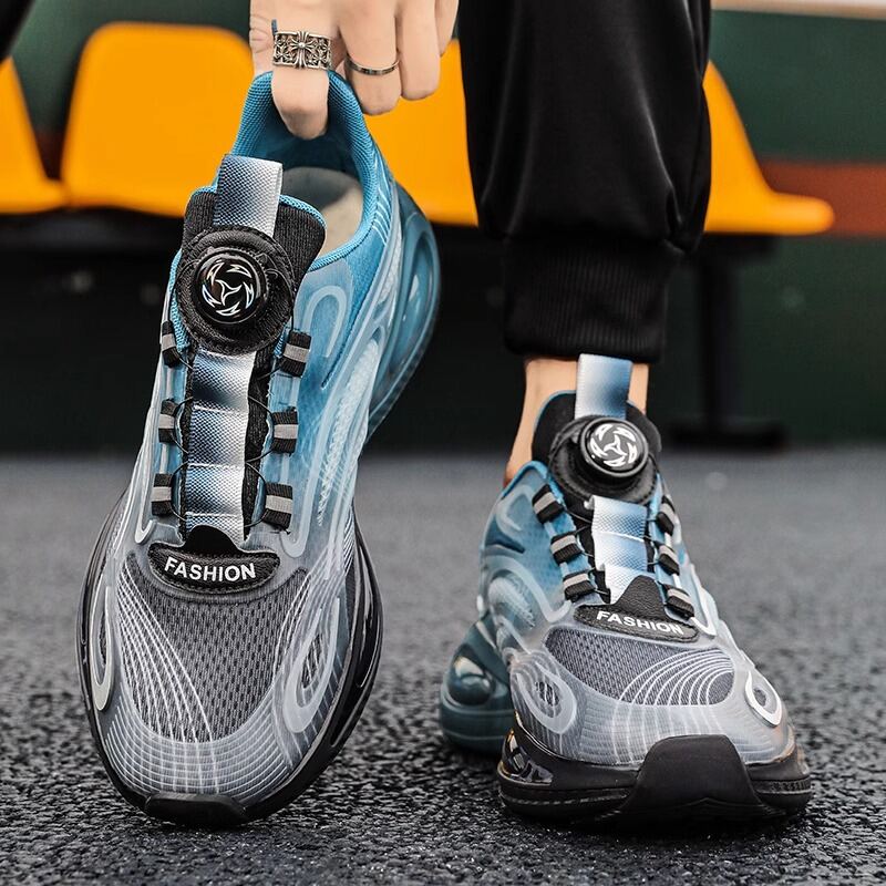 Giày Chạy Bộ Nam Thoáng Khí Lưới Nút Xoay Mùa Xuân 2024 Nút Xoay Thoải Mái Giày Thể Thao Đệm Khí Giày Thể Thao Thoải Mái