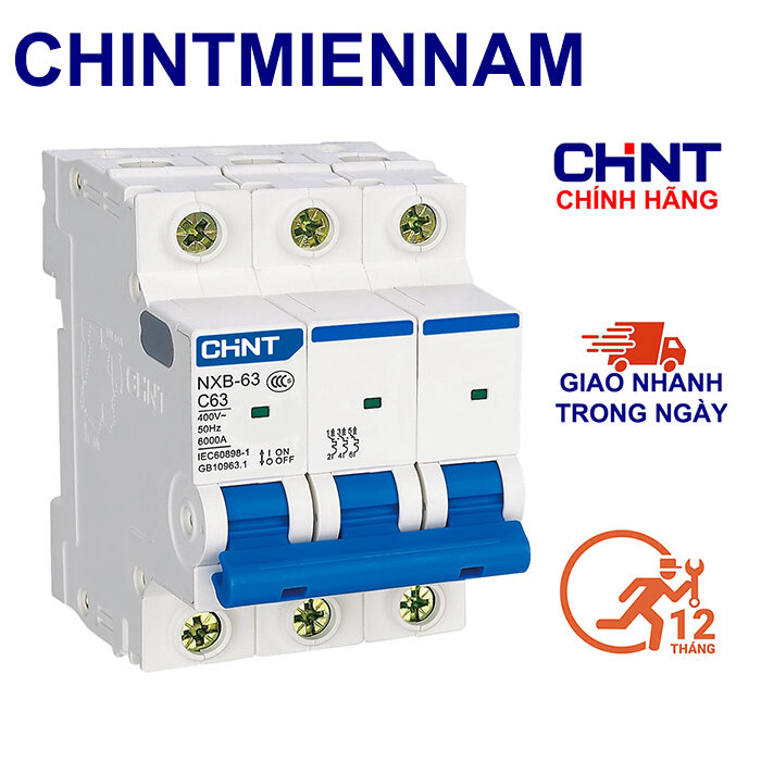 Cầu dao aptomat an toàn mcb nxb-63 3p 6a-63a 3 pha 6ka hãng chint
