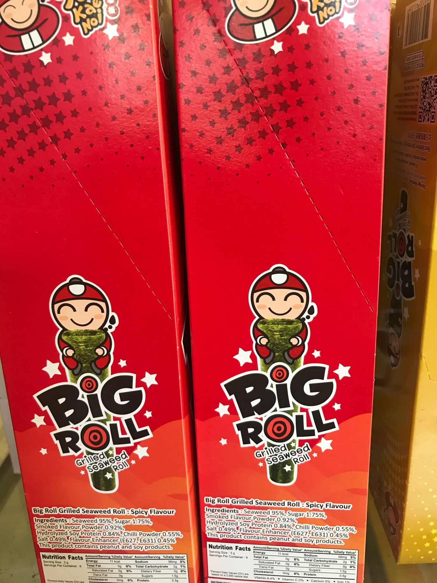 Snack rong biển Big roll vị cay 3g (hộp 6 gói)