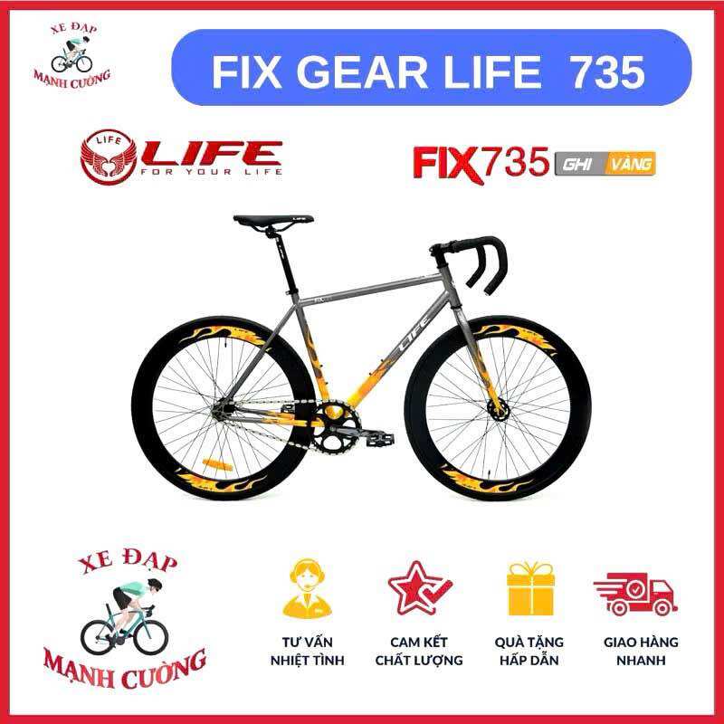 XE ĐẠP THỂ THAO FIX GEAR LIFE FIX 735  Vành cao 6 cm tặng combo phụ kiện
