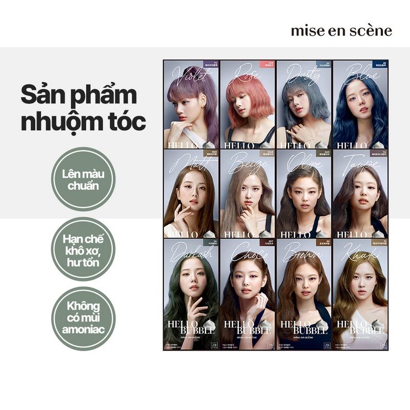Thuốc nhuộm tóc dạng bọt Hello Bubble BLACKPINK 3NT DARK CHOCO