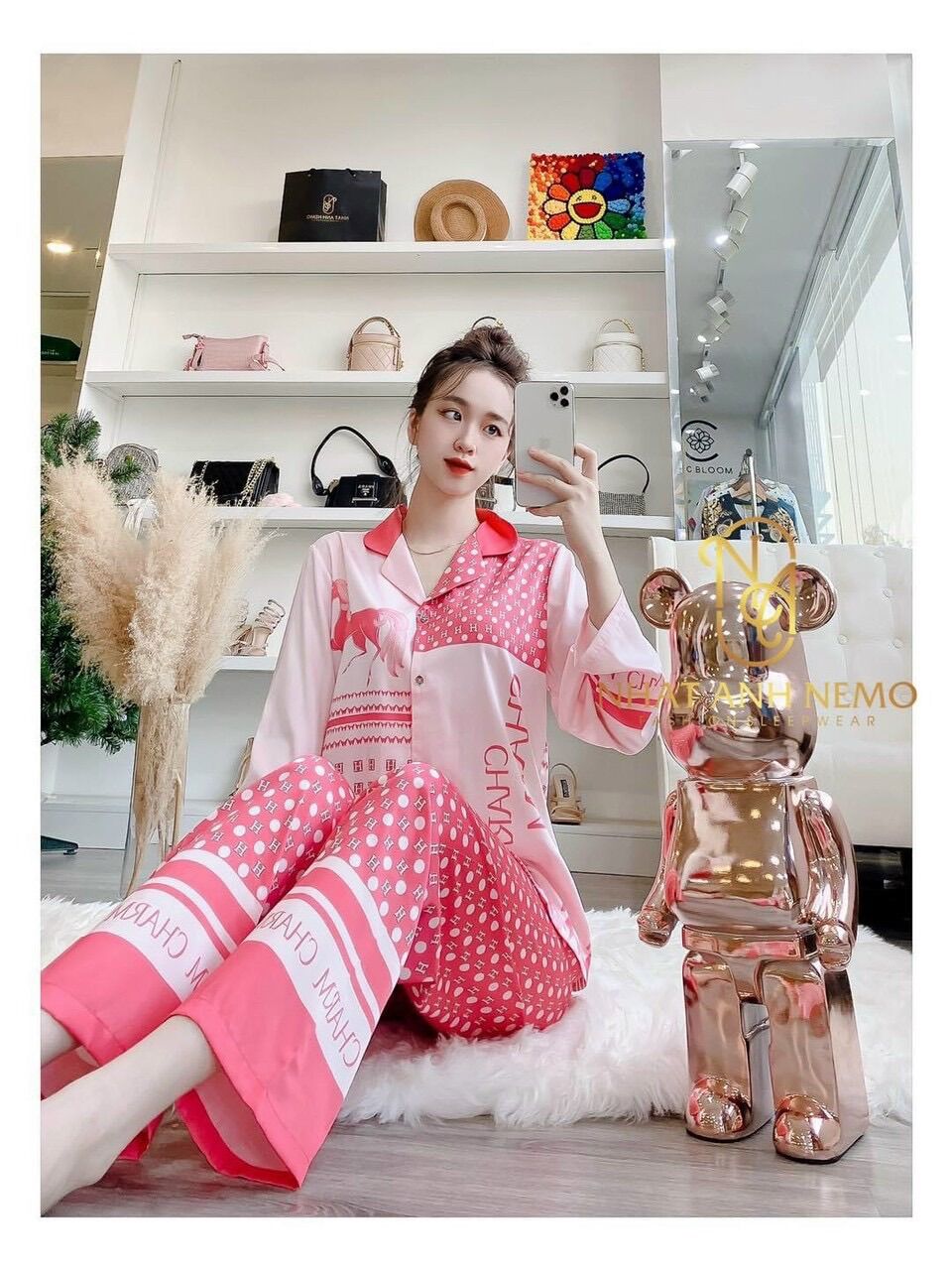 Set bộ Pịama lụa cao cấp tay dài quần dài dưới 60kg
