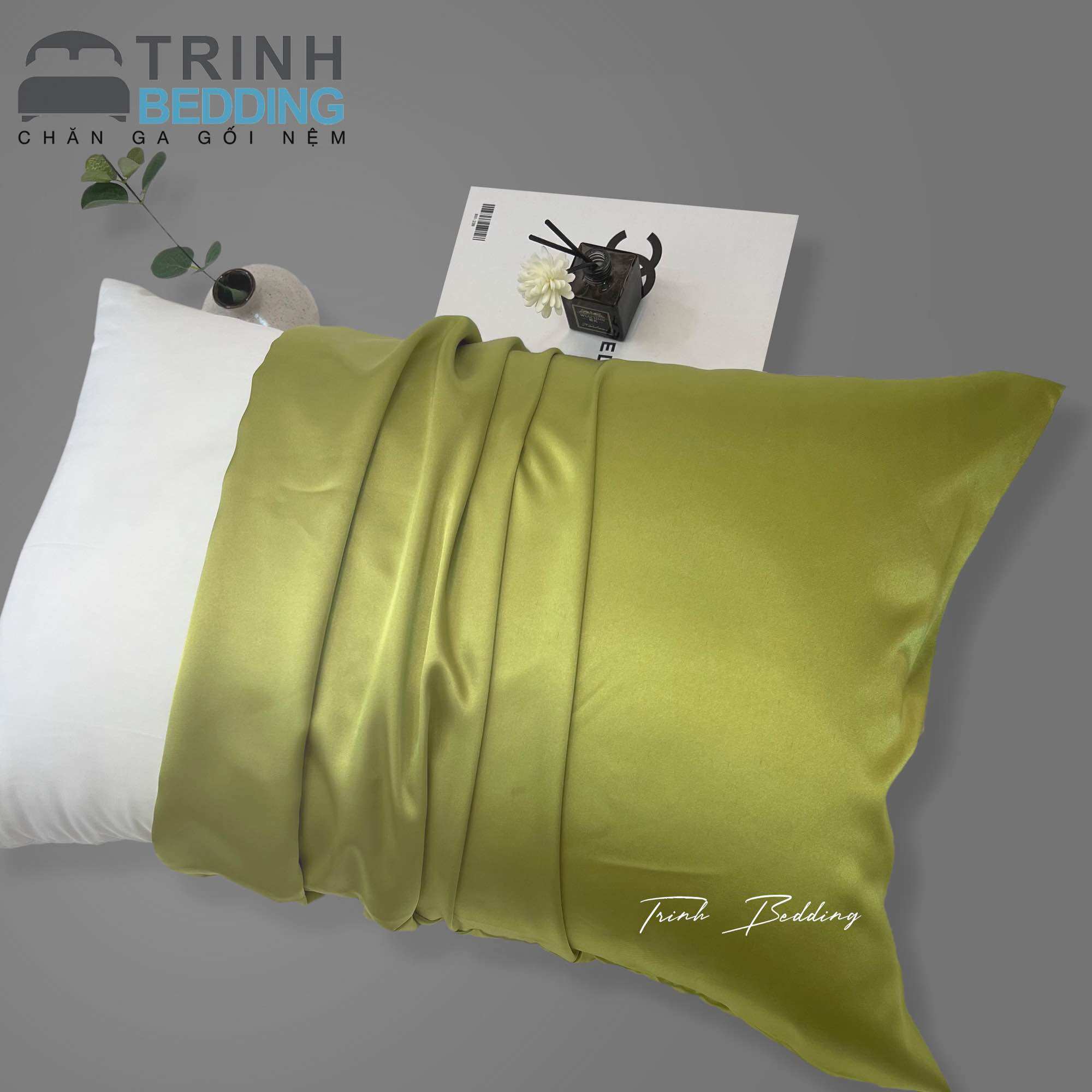 Vỏ Gối Nằm Phi Lụa lạnh Basic 40x60CM. Mát mịn ít bám bụi Trinh Bedding