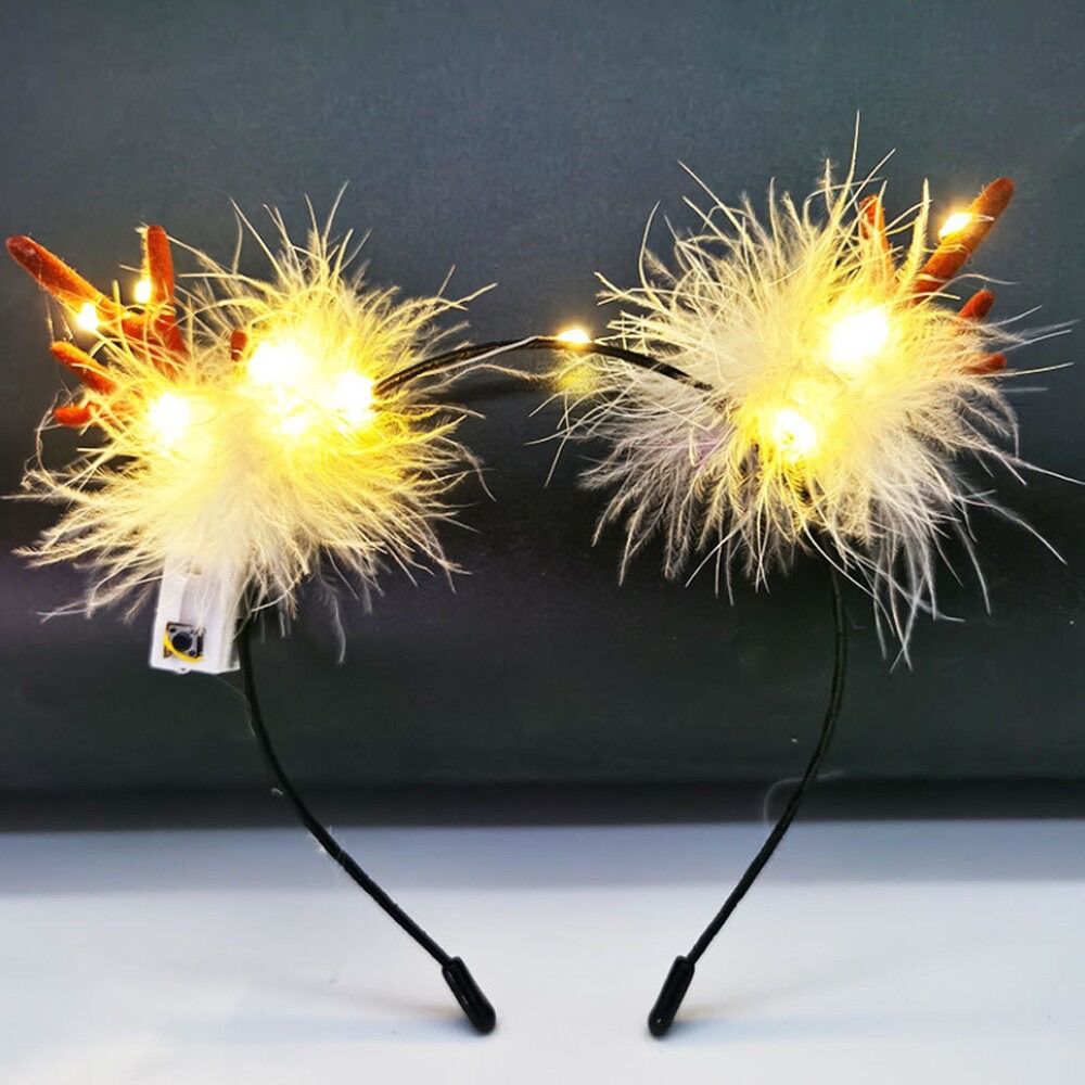 Băng đô cài tóc giáng sinh noel hình sừng hươu tuần lộc có đèn led phát sáng độc đáo