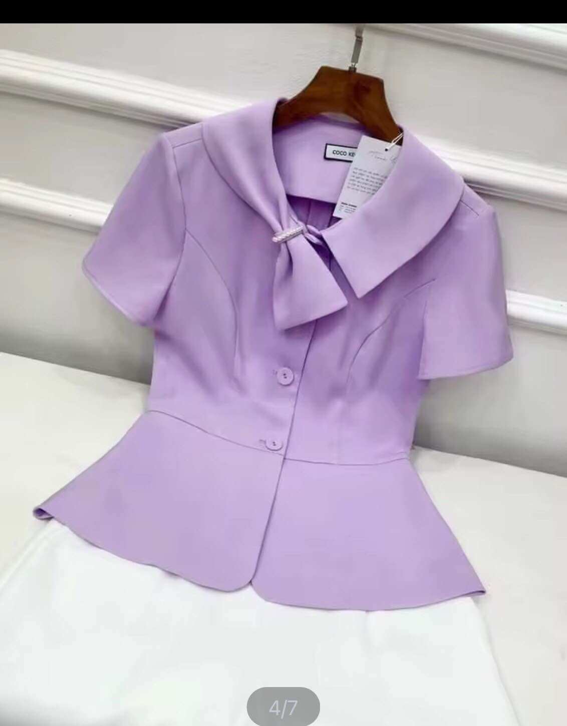 Áo công sở cổ nơ full size 353