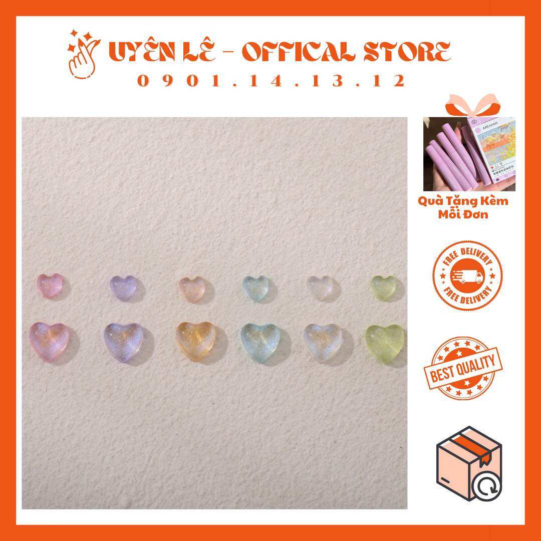 CHARM TRÁI TIM MIX NHIỀU MÀU GẮN NAIL ( SET 10 CÁI )