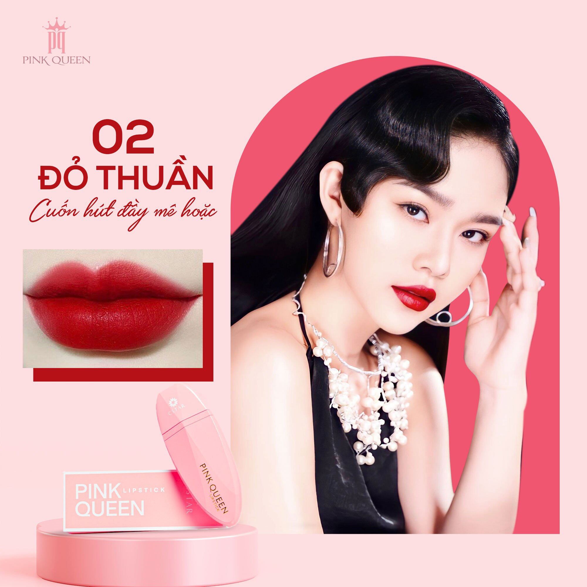 Son Siêu Lì Pink Queen ( Mã 02 Đỏ Thuần )
