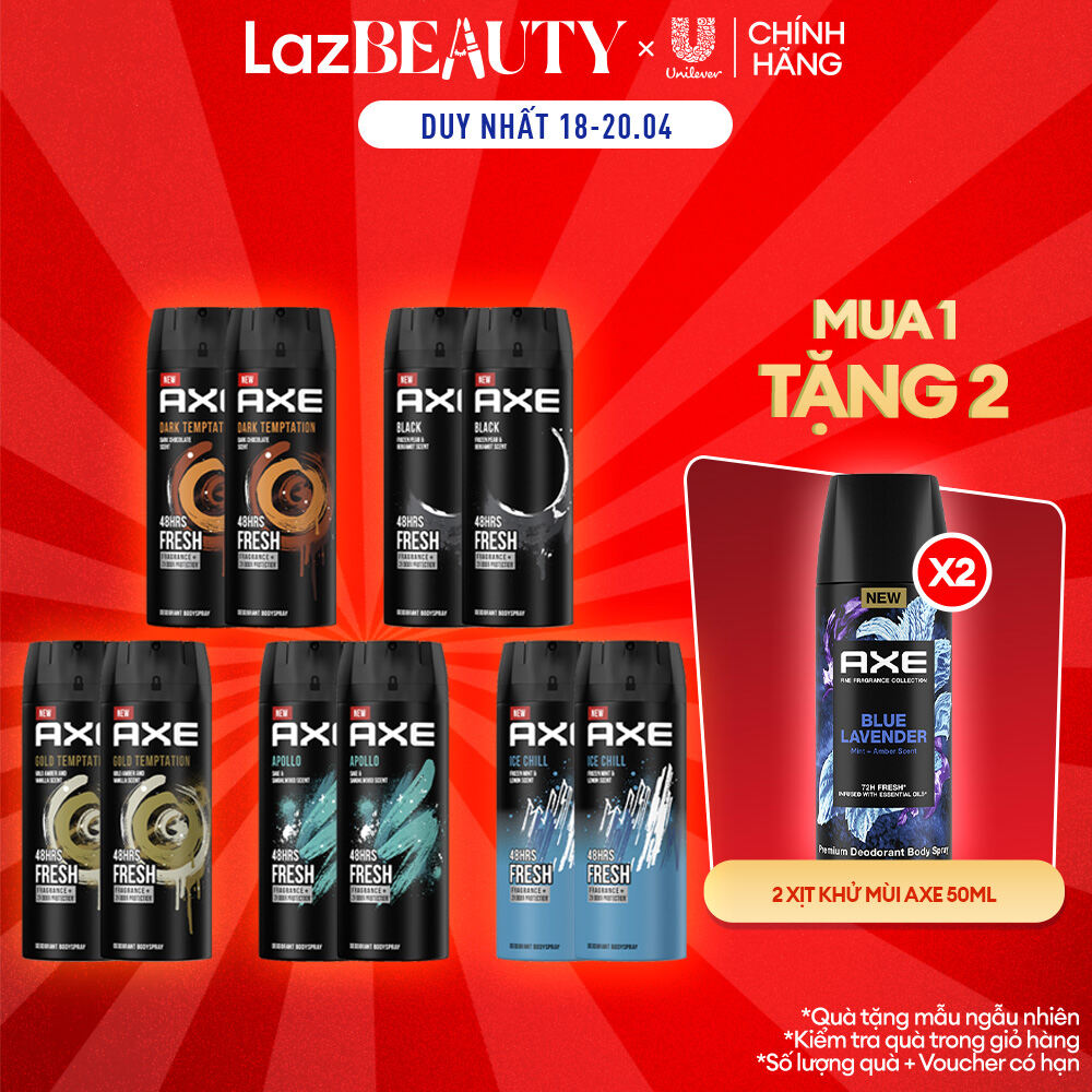 Combo 2 Xịt khử mùi Axe hương nước hoa dành cho nam 135ml body mist toàn thân