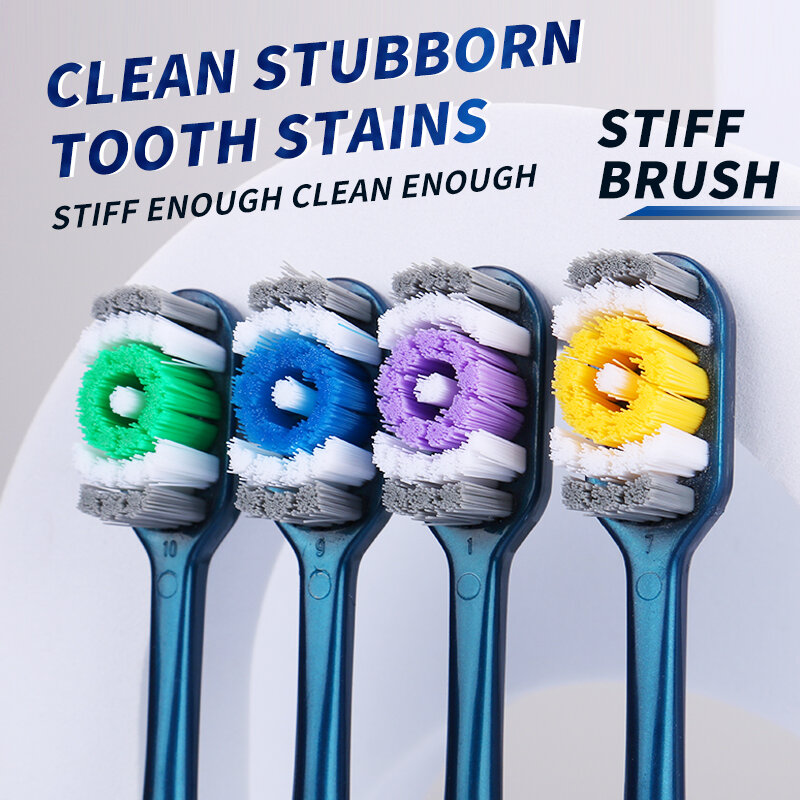 Bàn chải đánh răng lông cứng cho nam người lớn gói 6 gói độc lập bàn chải đánh răng bằng tay làm sạch bền bàn chải đánh răng cho người lớn
