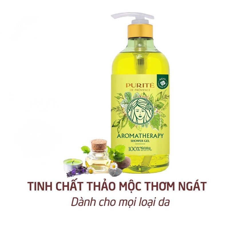 Sữa tắm purite by provence dưỡng ẩm trắng da 850ml