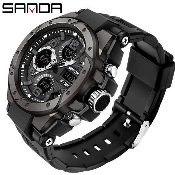 Đồng hồ nam sanda 6008 quân đội, thủy quân lục chiến, 2 máy chạy song song