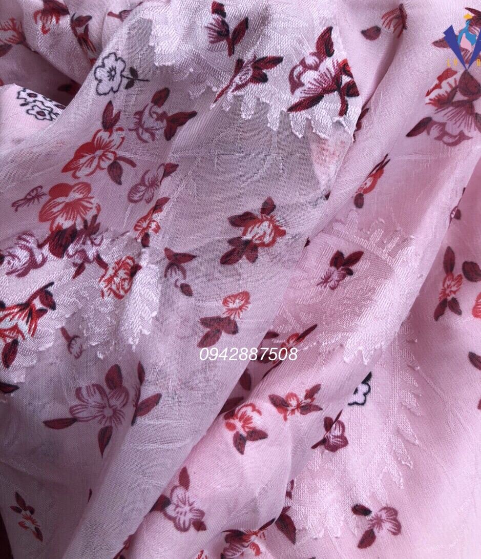 Áo dài hoa nhí von tơ hồng 4 tà siêu mềm mại, rủ tà, cuốn hút