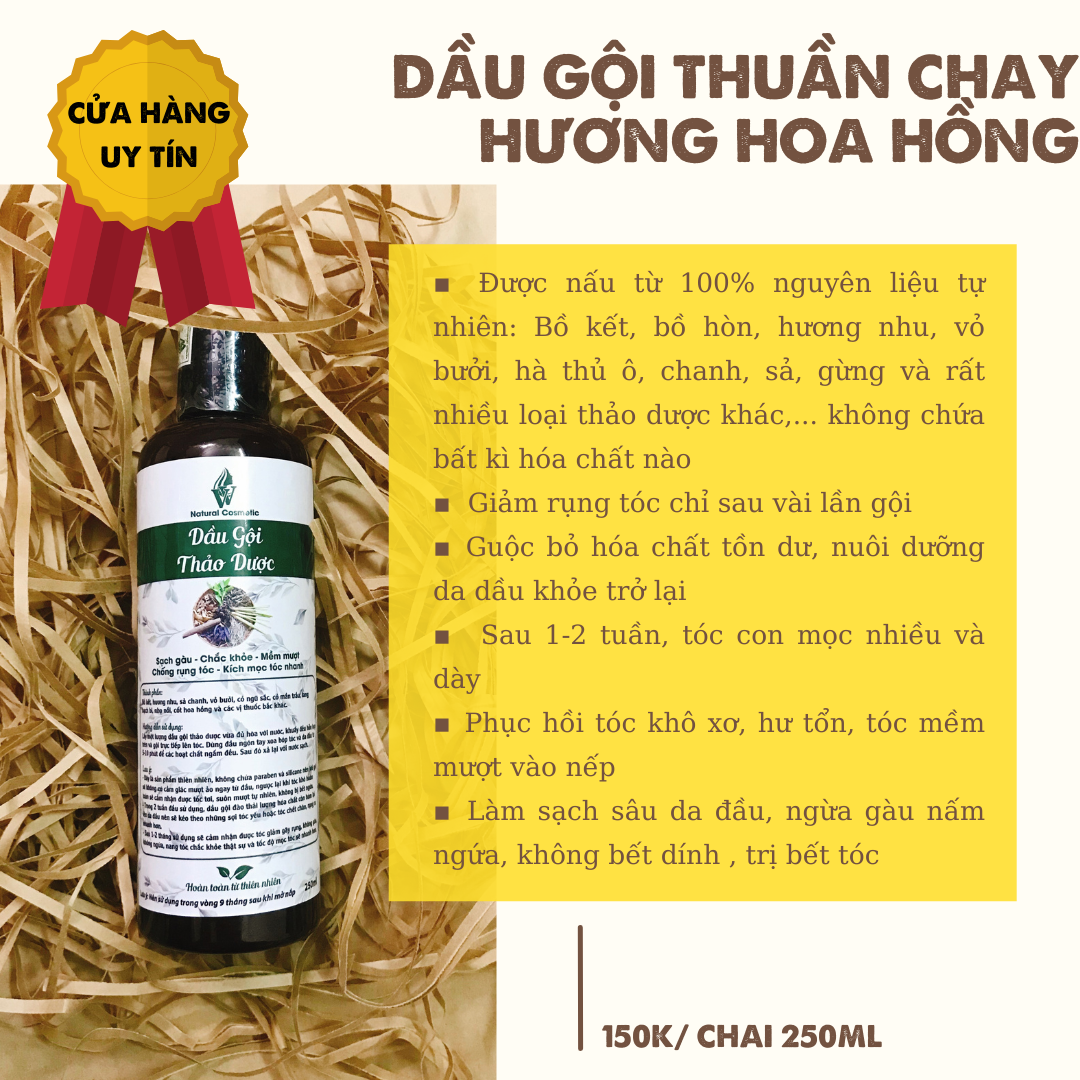 Dầu gội thảo dược hương hoa hồng ngăn rụng tóc
