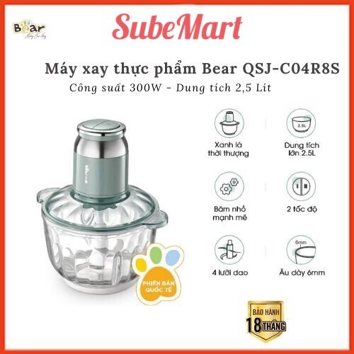 Máy xay thực phẩm bear qsj-c04r8s- máy xay thịt, thực phẩm, dung tích 2.5 lít,