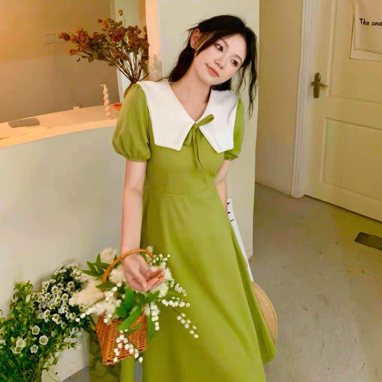Đầm suông cổ thuỷ thủ trắng 2 màu