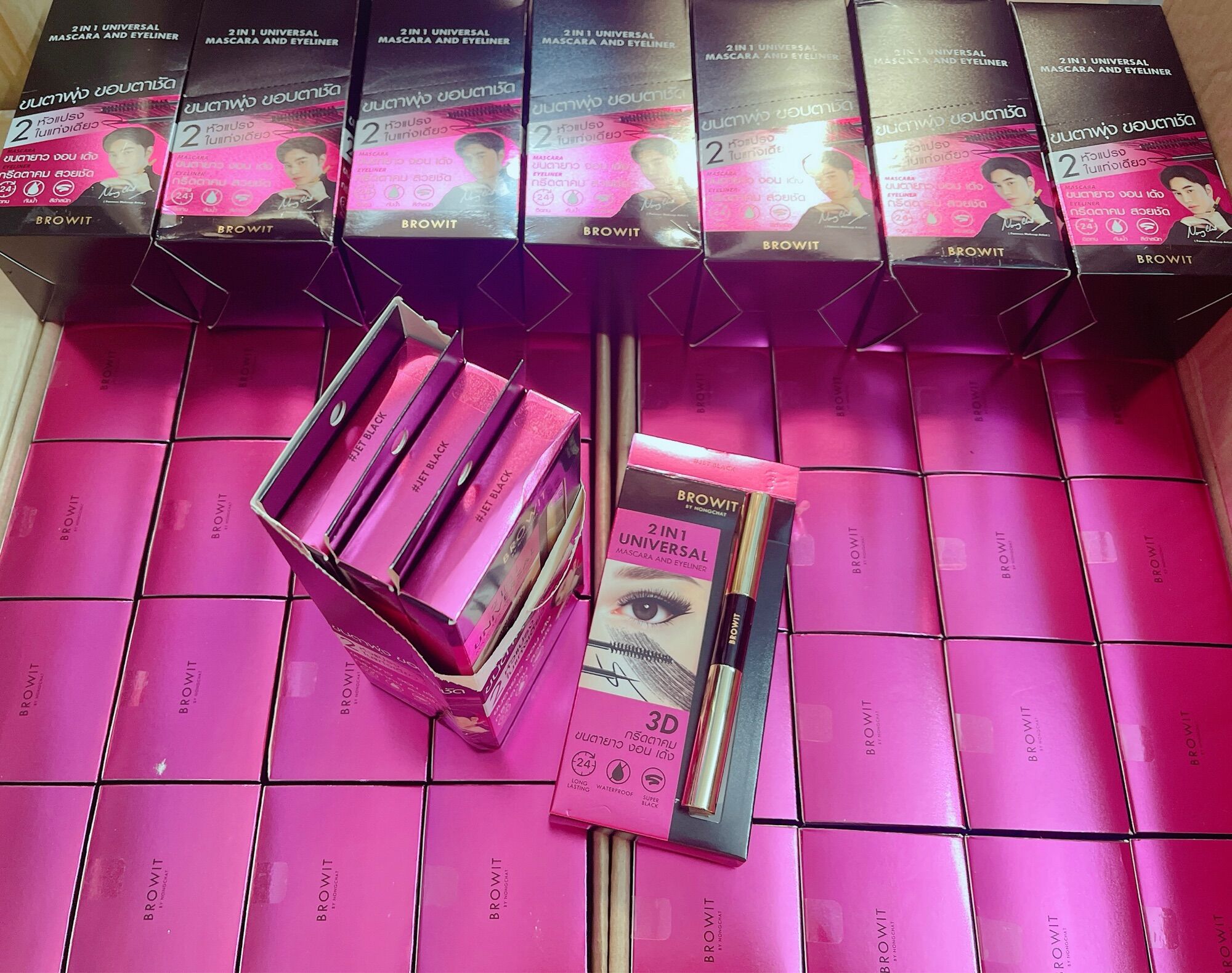 Chuốt mi kiêm kẻ mắt browit by nongchat 2 trong 1 universal mascara & eyeliner 3d thái lan