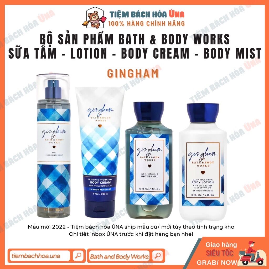 [Bill US] Gingham | Bộ Sản Phẩm sữa tắm dưỡng thể xịt thơm toàn thân Bath and Body Works (BBW) tiembachhoauna