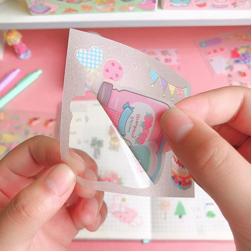 Hộp 5 cuộn Washi + 10 miếng stickers dễ thương