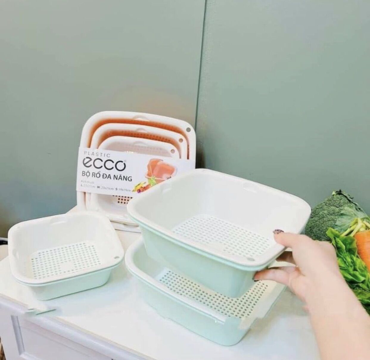 (💥HÀNG CAO CẤP💥) Bộ rổ 6 món kèm chậu nhựa cao cấp đựng đồ ECCO