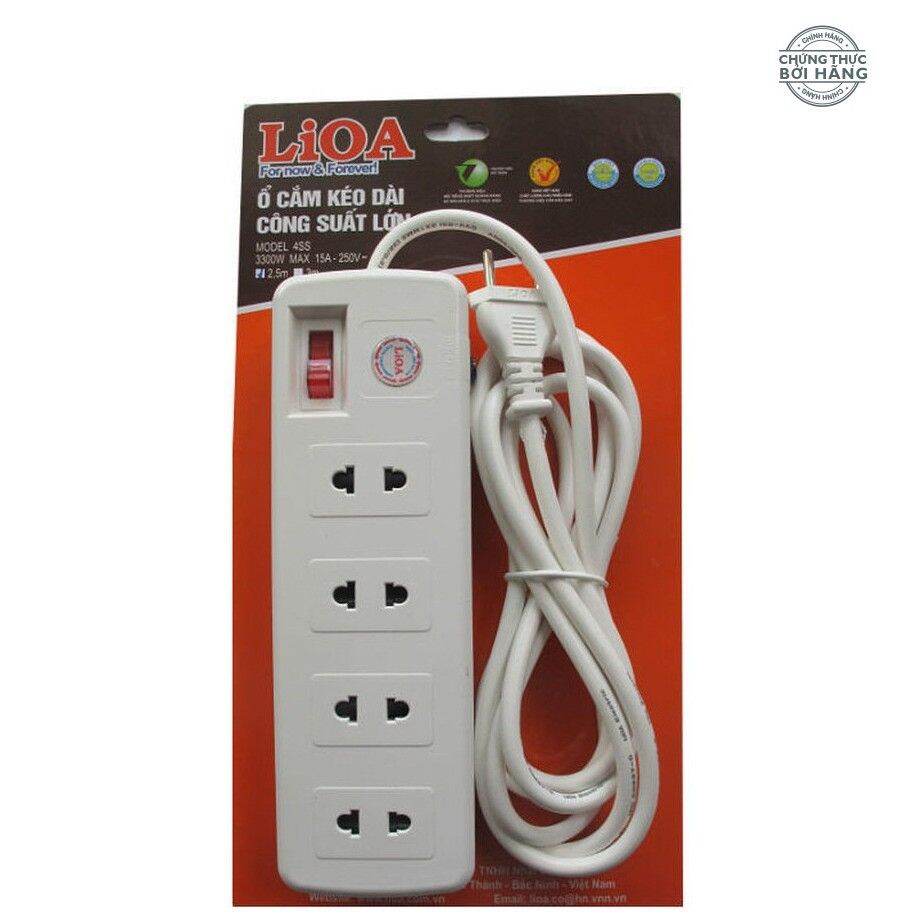 Ổ cắm lioa công suất lớn 3,300w - 15a 4ss2.5-2 4 ổ +1công tắc